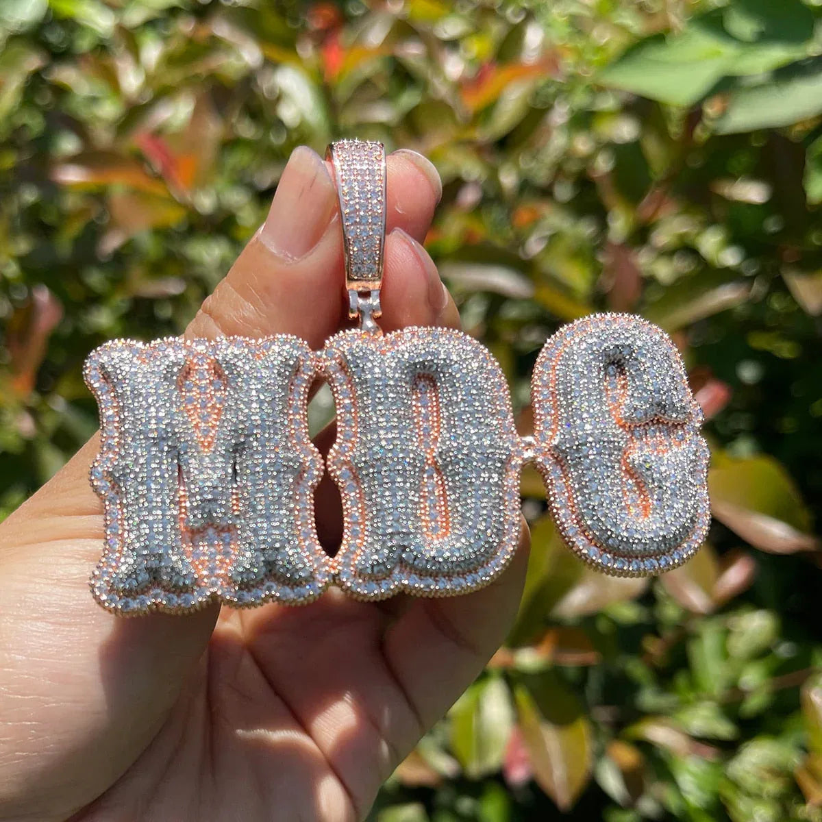 Top Over Layer Medium Sized Iced Out Personalized Custom Name Necklace Pendant - Luxury Custom Jewelry - CaratixJewelry
